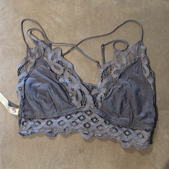 Free People One Women's Adella Bralette- Slate- Size Medium - Picture 6 of 9